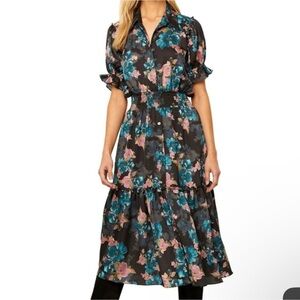 Misa Los Angeles Melvari shirt dress Medium Teal Blue Midi Dress